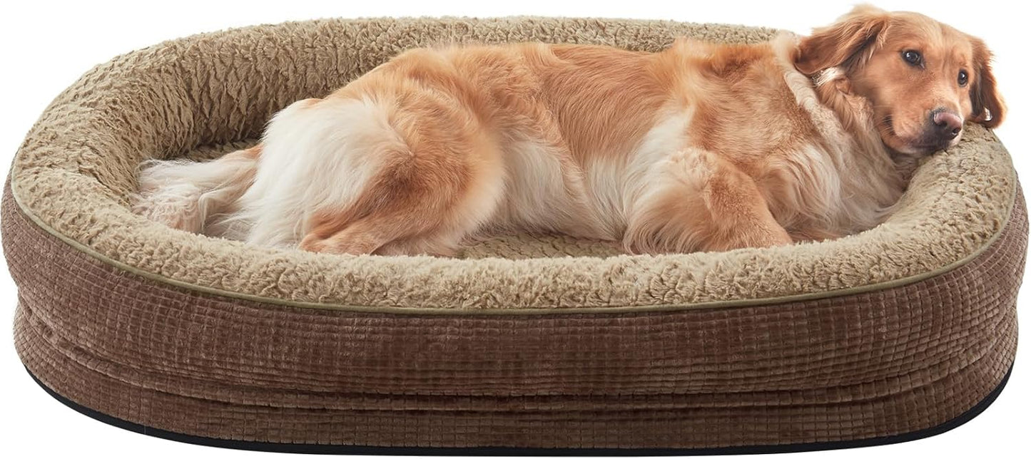 JOEJOY Orthopedic Dog Beds Large Sized Dog, XL Egg-Crate Memory Foam Pet Couch Bed with Bolster Sides, Waterproof Lining, Removable Washable Cover & Non-Slip Bottom, Brown - Pet Explorer