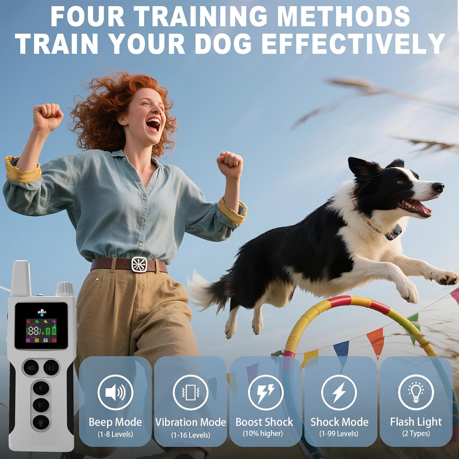 Dog Training Collar with Remote 4200FT 3 Dogs - Shock Collar for Barking Control, 4 Modes(Beep/Vibe/Static), IPX7 Waterproof for Swimming, 30-Day Rechargeable Battery, Adjustable for Small to XL Dogs - Pet Explorer