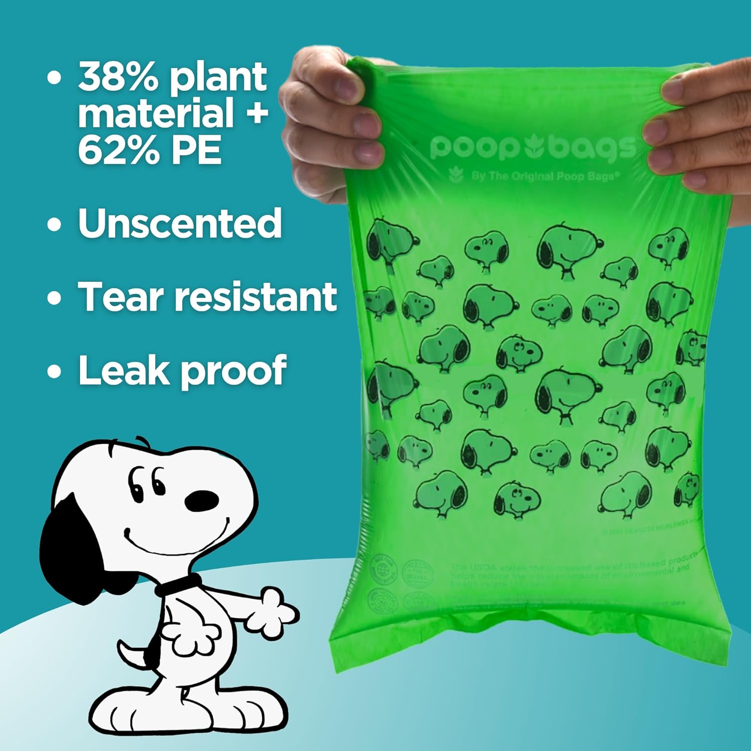 The Original Poop Bags® 38% USDA Biobased Pet Waste Bags, Peanuts Design, Leak-Resistant & Durable, Black/Green (720 Count (Pack of 2)) - Pet Explorer