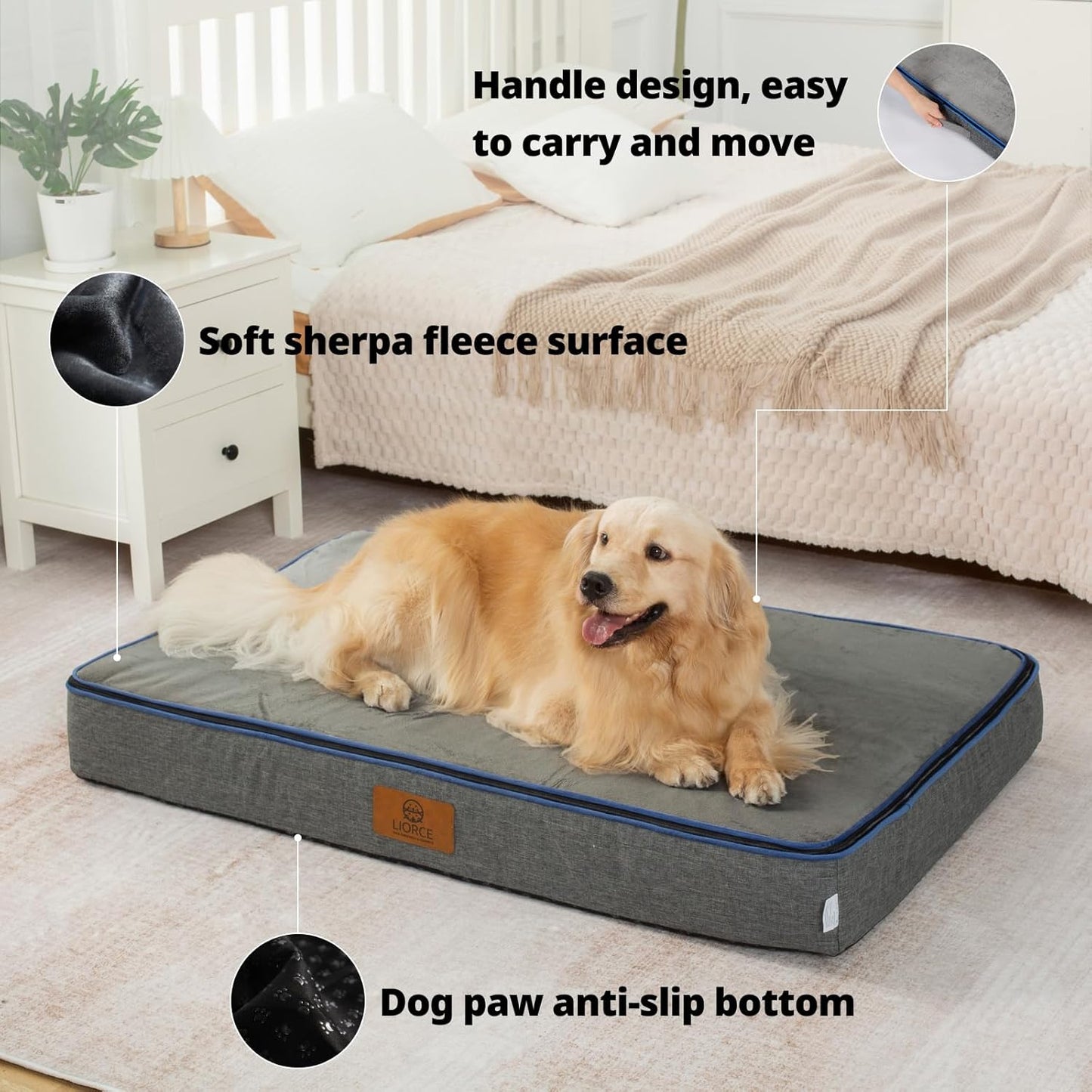 Orthopedic Memory Foam XXL Dog Bed - 6" Thick Beds for Extra Large Sized Dog - Waterproof Removable Washable Cover & Wrap-Around Zipper - Ultimate Comfort & Easy Maintenance, Dary Grey - Pet Explorer