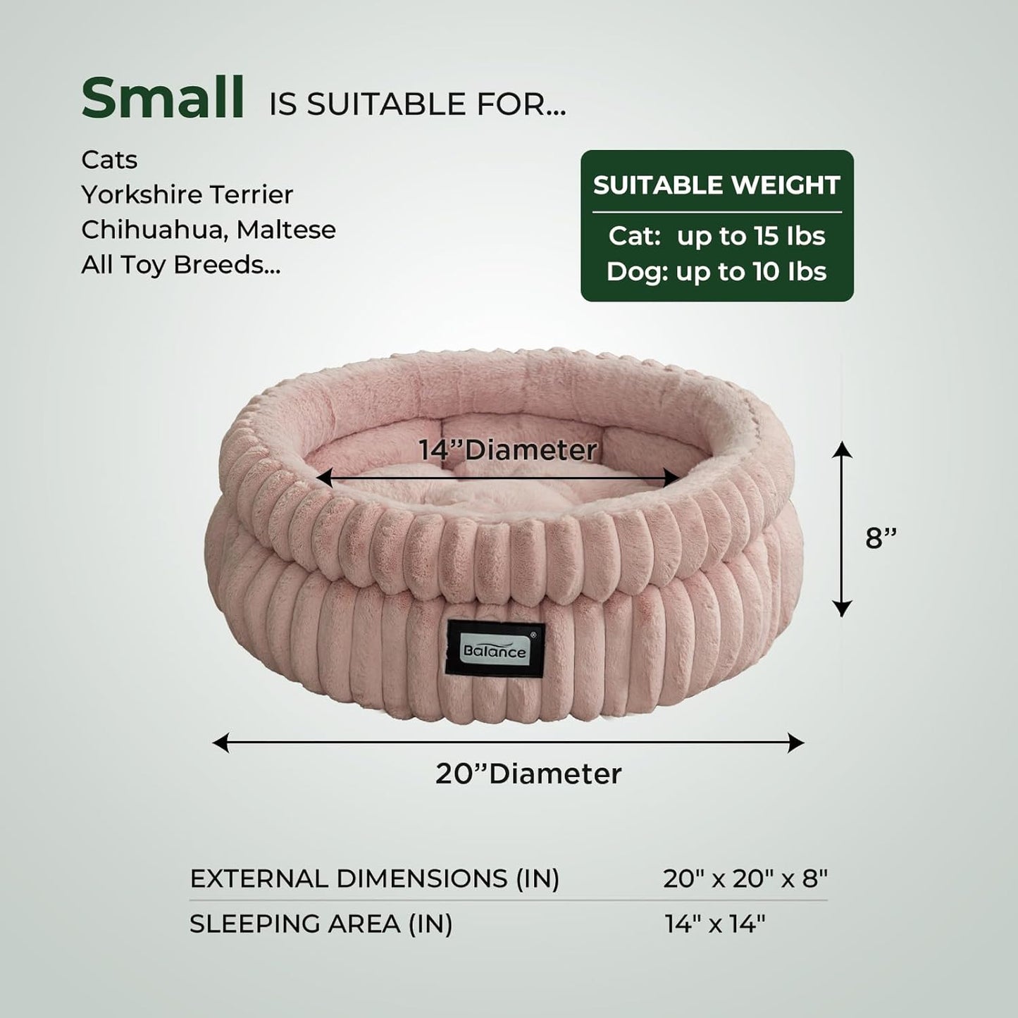 BALANCE Cat Bed Kitten Bed, Washable Round Cat Beds for Indoor Cats,Super Soft Plush Faux Fur Pet Bed for Puppy and Kitten with Anti-Slip Bottom - Pet Explorer