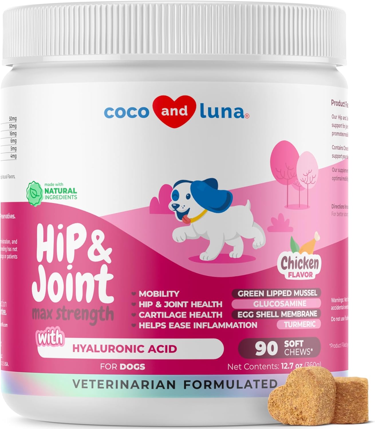 Hip and Joint Support for Dogs - Max Strength - 90 Soft Chews - with Green Lipped Mussel, Glucosamine, Turmeric, Fish Oil, MSM and Yucca Schidigera. - Pet Explorer