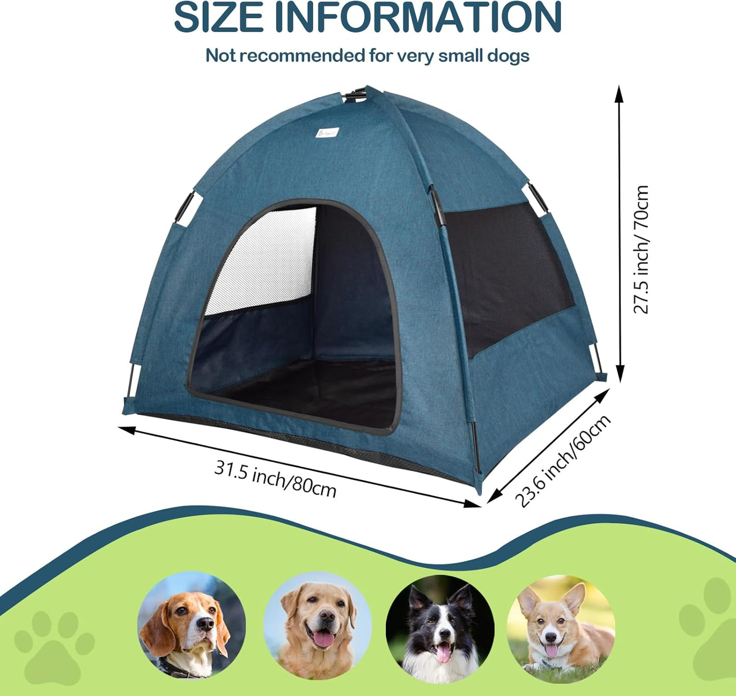 Navy Blue Large Outdoor Cat & Dog Tent - Waterproof, Washable, Indoor/Outdoor, Cave Nest Bed - Pet Explorer