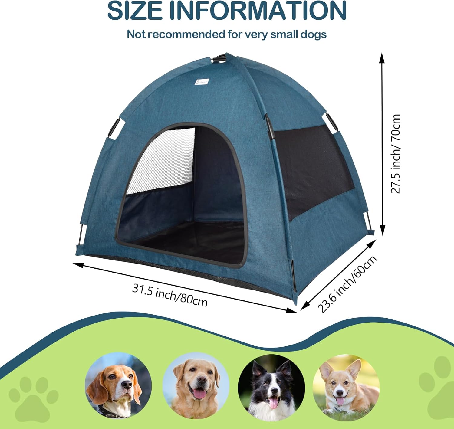 Navy Blue Large Outdoor Cat & Dog Tent - Waterproof, Washable, Indoor/Outdoor, Cave Nest Bed - Pet Explorer
