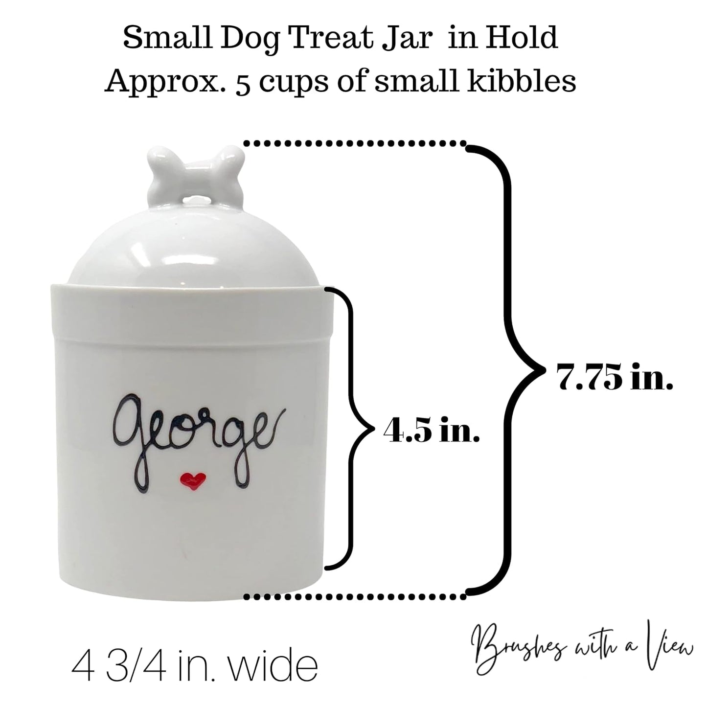 Airtight Pet Treat Container | Dog Cookie Jar Personalized with Name | Small Dog Treat Jar | Customized, Ceramic | With Bone Shaped Lid