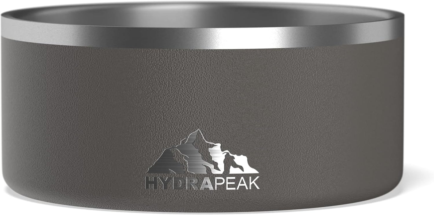 Hydrapeak Dog Bowl; Non Slip Stainless Steel; Water and Food Dish; Large Sized and Small Dogs; 32oz 64oz; Multiple Sizes | 8 Cup | Graphite - Pet Explorer