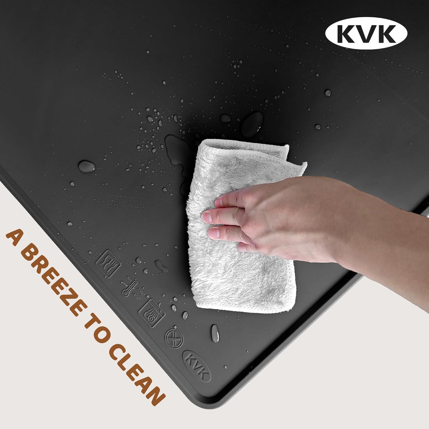 KVK Dog Food Mat, 39.4×29.5in Extra Large Silicone Pet Feeding Mat - Waterproof, Non - Slip, Chew - Resistant for Food & Water, Protect Floors (Charcoal) - Pet Explorer