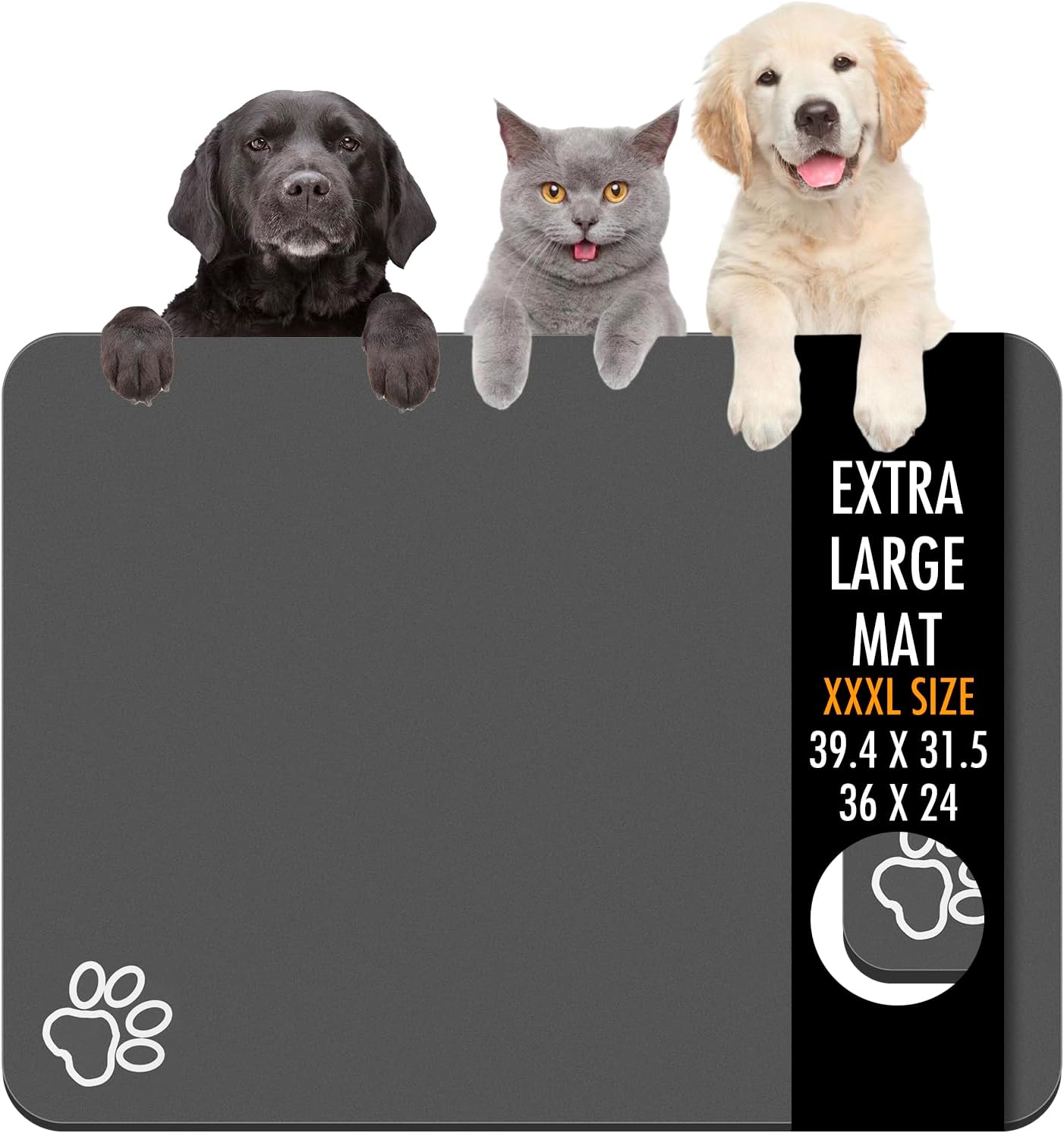 Dog Food Mat, 39.4"x31.5" Largest Absorbent Dog Mat for Food and Water, Non Skid Cat Bowl Mat, No Stains Quick Dry for Pet Water Dispenser Pet Supplies for Messy Drinkers - Pet Explorer