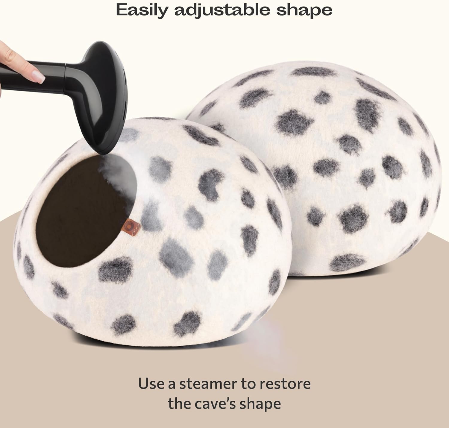 MEOWFIA Cat Cave – Premium Felt Cat Bed for Indoor Cats, Handmade 100% Merino Wool (Medium, Snow Leopard) - Pet Explorer