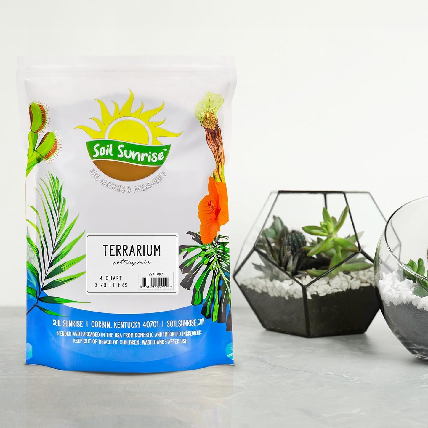 Terrarium Potting Soil Mix (4 Quarts), w/Blended Filtering Charcoal Custom Made for Terrariums - Pet Explorer