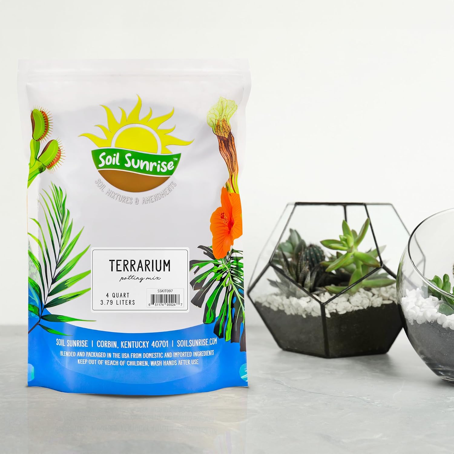 Terrarium Potting Soil Mix (4 Quarts), w/Blended Filtering Charcoal Custom Made for Terrariums - Pet Explorer