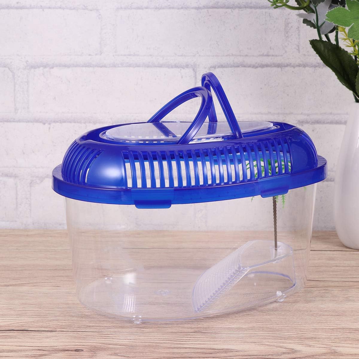 POPETPOP Reptile Carrier - Reptile Terrarium Habitat Small Turtle Tank, Turtle Container, Reptile Carrier with Cover and Handle - Above Tank Basking for Mini Pet Houses(Small) - Pet Explorer