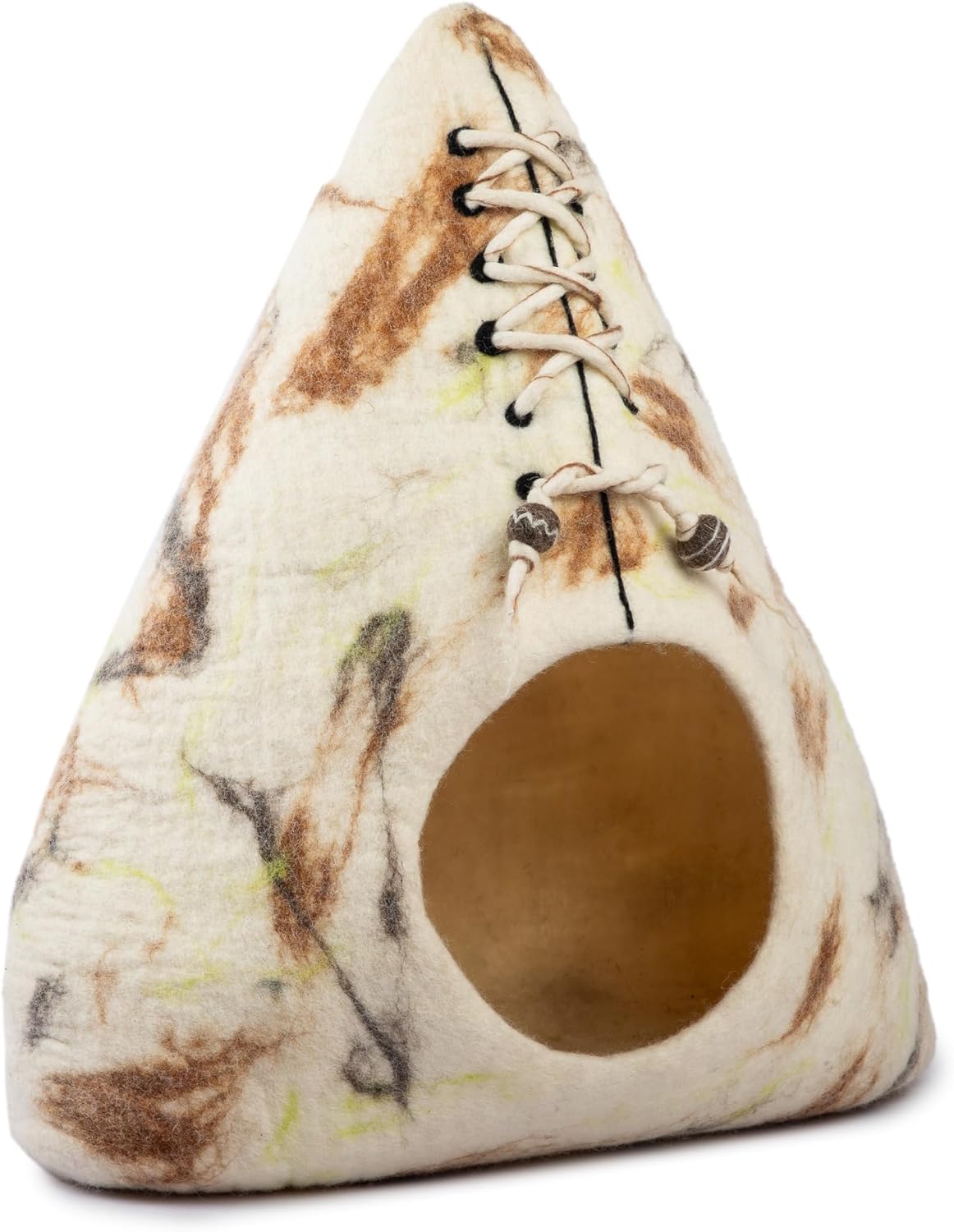 Luxurious Eco-Friendly Merino Wool Cat Cave Bed Teepee Design - Foldable Hideaway Pod for Indoor Cats - Premium Felt Kitten Beds - Covered Cat House for Ultimate Cozy Comfort by Woolygon - Pet Explorer