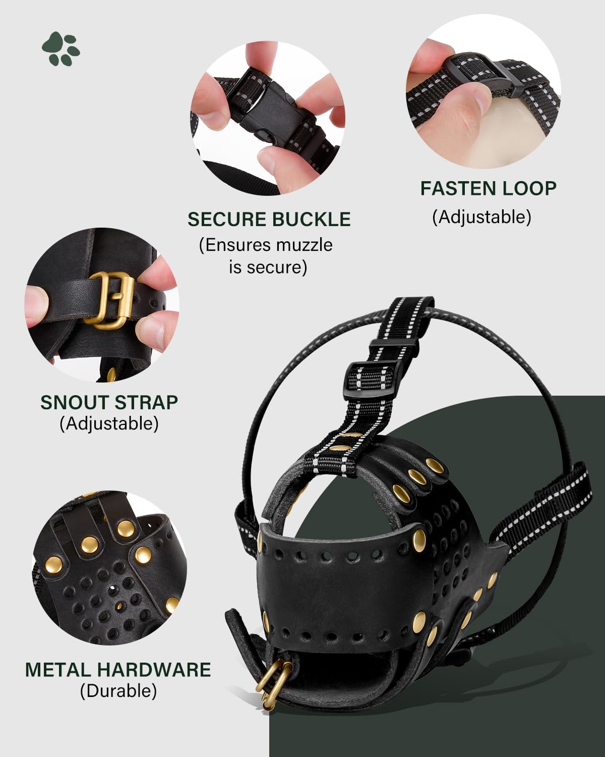 Dog Muzzle, Leather Basket Soft Muzzles Medium Large Breeds, Pitbull Dog Muzzle Amstaff Staffordshire Terrier, German Shepherd Dalmatian Doberman Adjustable (M) - Pet Explorer