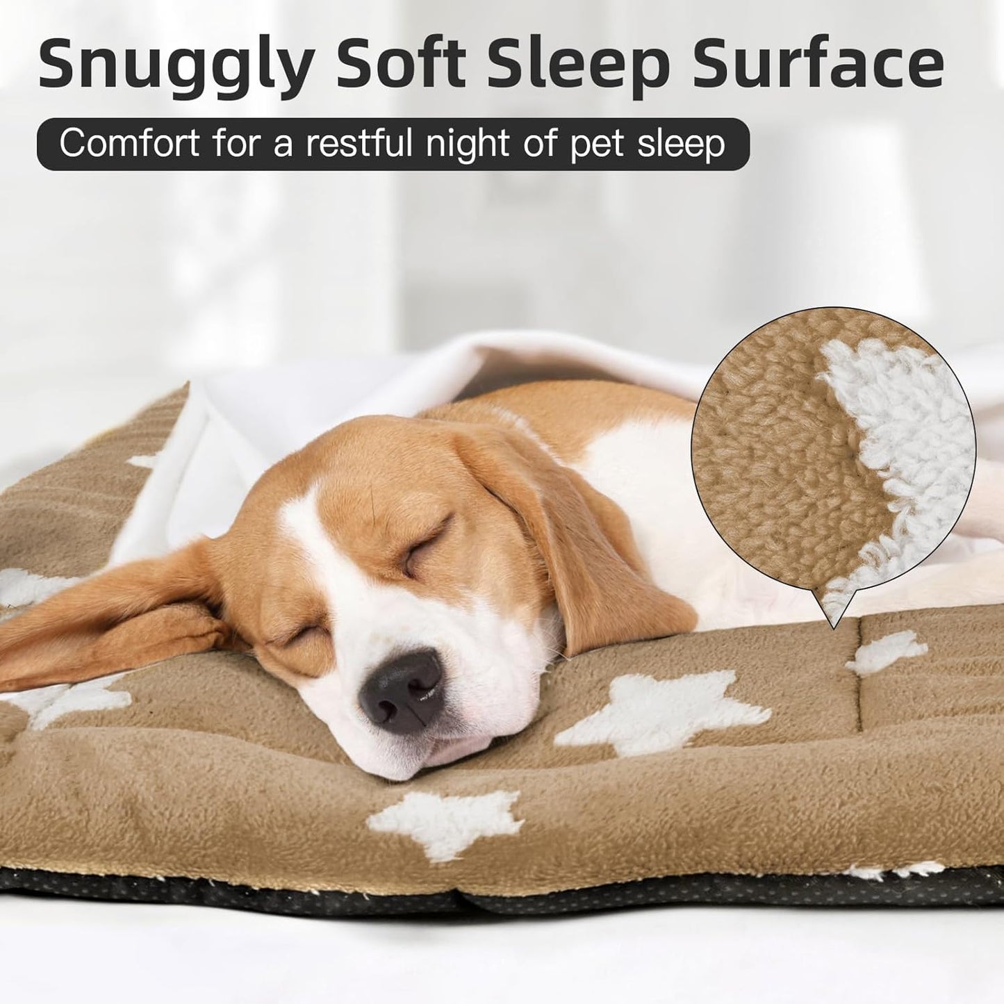 Mora Pets Dog Crate Pad Dog Kennel Bed Crate Mat for Large Dogs Washable Cute Star Pet Bed for Cage Ultra Soft Flat Pillow Cushion for Cozy Sleeping Anti-Slip Brown 42 x 27 - Pet Explorer