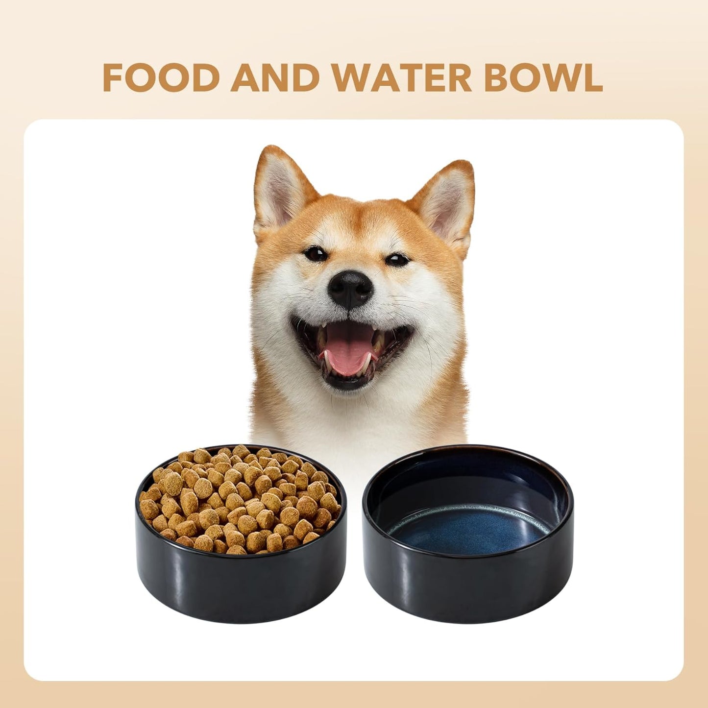 Ceramic 7.3inch Dog Bowl for Medium Breed Dogs, Anti-Slip and Weighted Pet Food and Water Dishes (Single Bowl, Starry Sky) - Pet Explorer