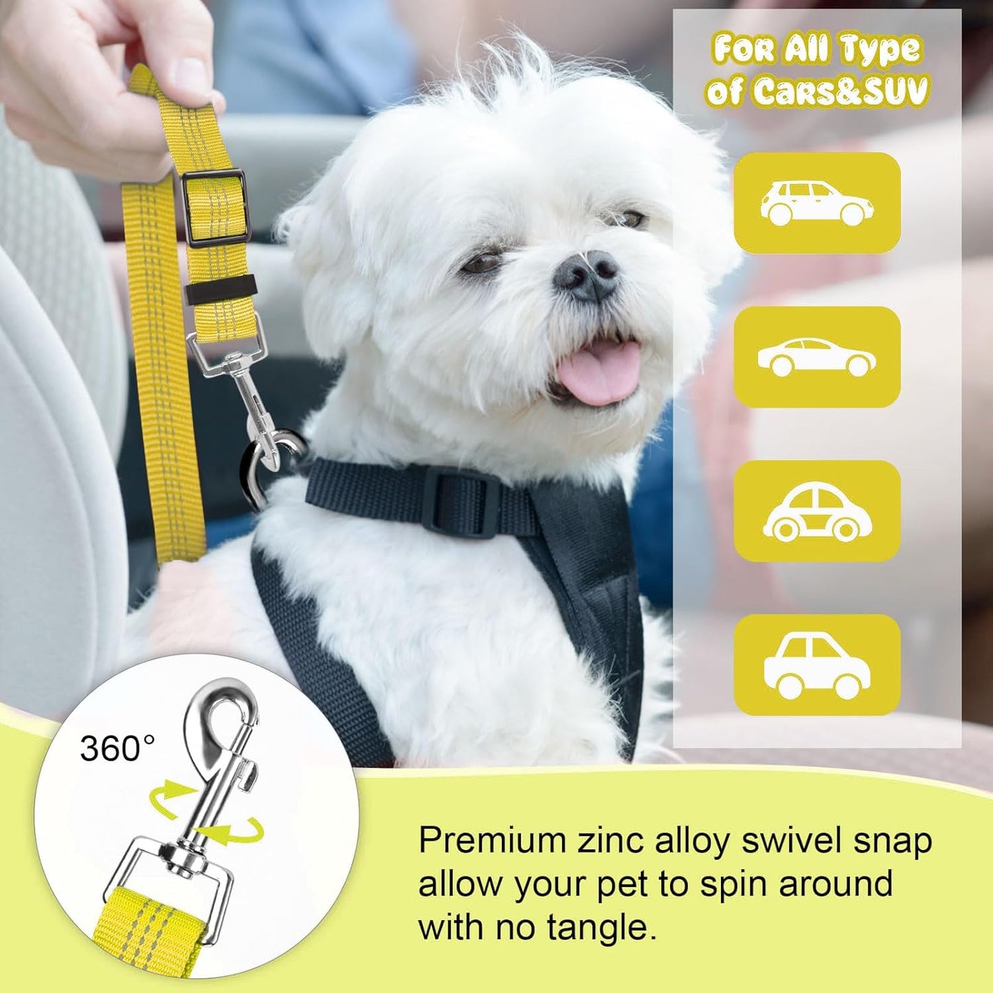BWOGUE Pet Dog Cat Seat Belts, Car Headrest Restraint Adjustable Safety Leads Vehicle Seatbelt Harness (1 Pack) - Pet Explorer