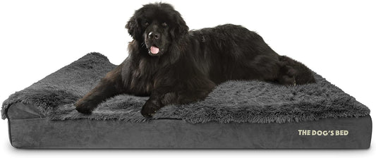 The Dog’s Bed Orthopedic Headrest Dog Bed XXXL Fur Grey 64x44, Memory Foam, Pain Relief for Arthritis, Hip & Elbow Dysplasia, Post Surgery, Lameness, Supportive, Waterproof Washable Cover - Pet Explorer