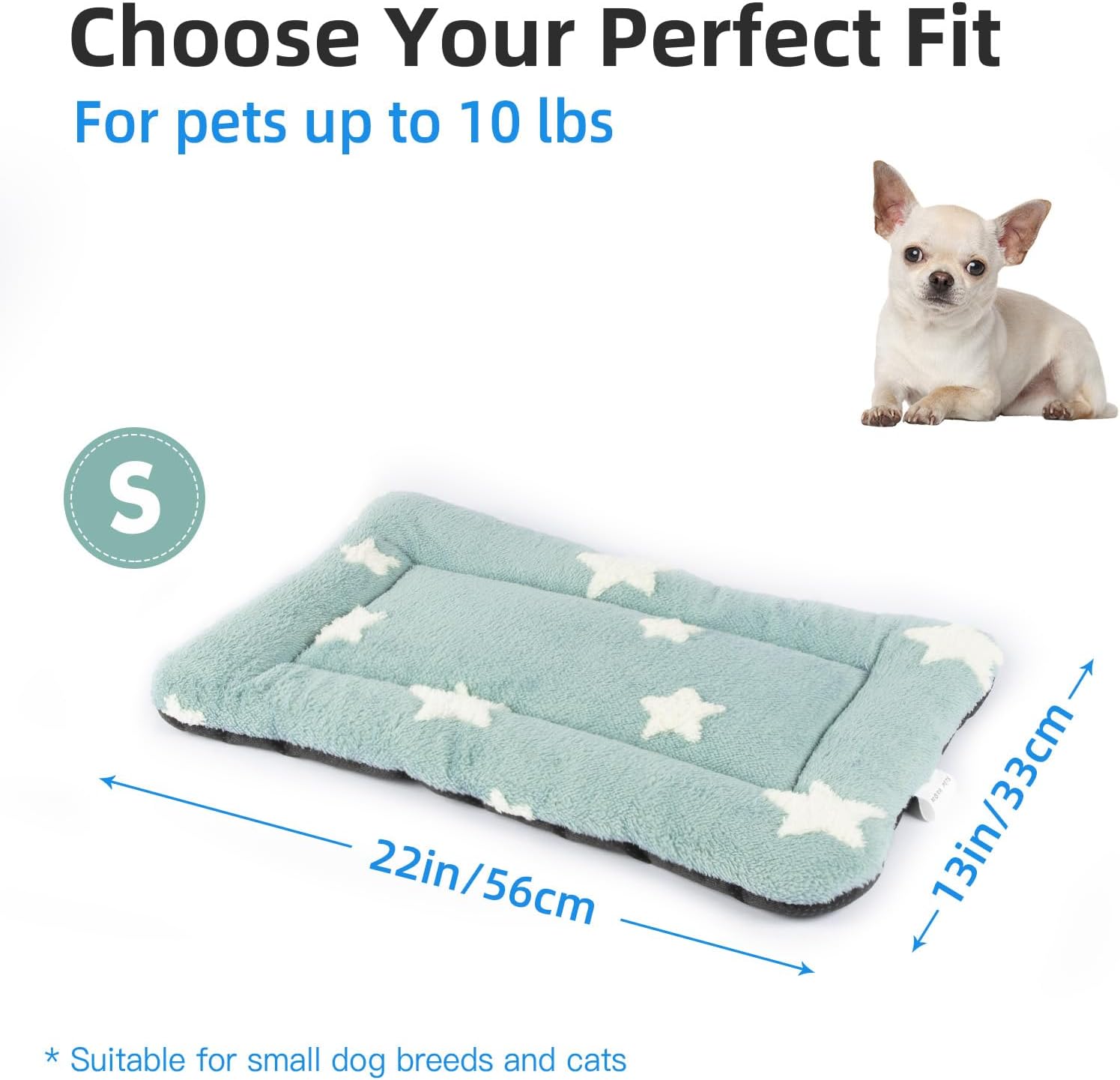 Mora Pets Cat Bed for Indoor Cats Washable Dog Crate Pad Cute Star Dog Bed Mat for Small Dogs Pet Kennel Pad for Cage Soft Flat Puppy Kitten Cushion for Sleeping Anti-Slip Blue 22 x 13 - Pet Explorer