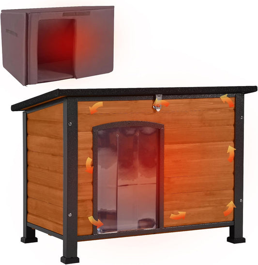 Aivituvin Outdoor Dog House with Insulated Liner Waterproof Dog Kennel for Winter Cat House for Small & Medium & Large Dogs,Cats,Unique All-Around Iron Frame - Pet Explorer