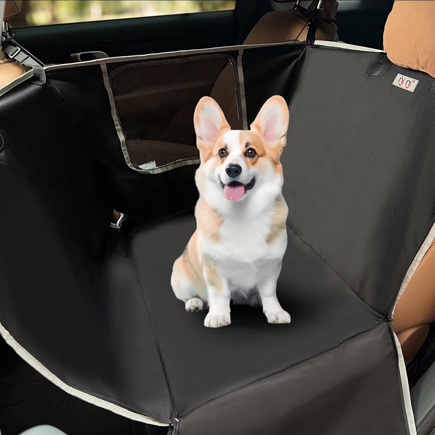 njnj Dog Car Seat Cover for Back Seat - Waterproof Dog Half Hammock for Cars with Mesh Window,Scratchproof Pet Backseat Protector,Perdurable,Non-Slip Booster Seat for Small,Medium and Large Dogs - Pet Explorer