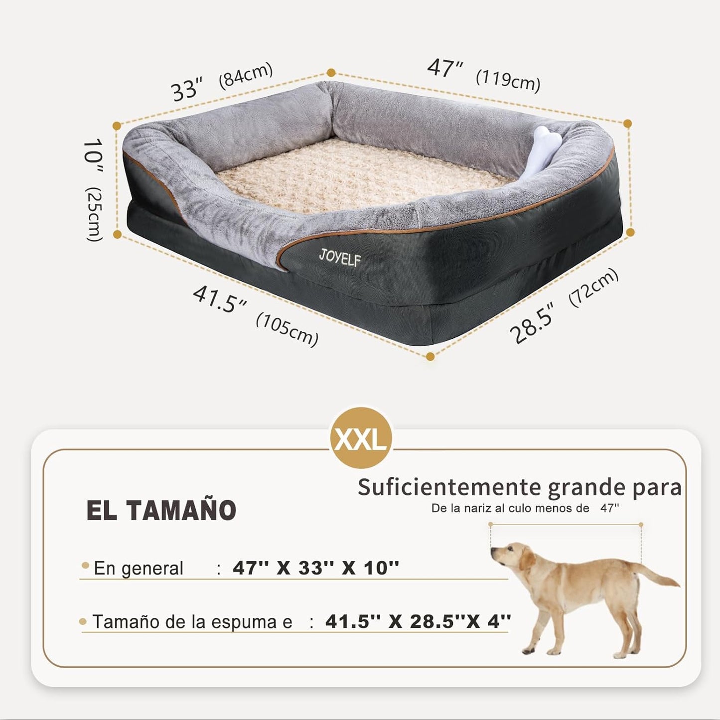 JOYELF XXLarge Memory Foam Dog Bed, Orthopedic Dog Bed & Sofa with Removable Washable Cover for Large Dogs - Pet Explorer