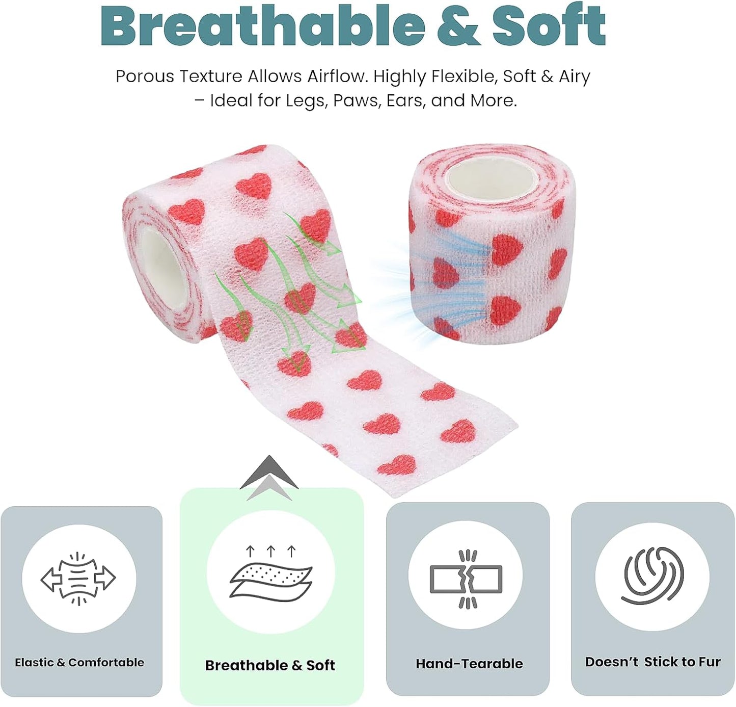 Pet Bandage 6 Rolls, Adhesive Bandage, Self Adhesive Bandage, First Aid Adhesive Gauze, for Horses, Dogs,Cats, Birds, Animals (Checkered, 2 Inch (Pack of 6)) - Pet Explorer