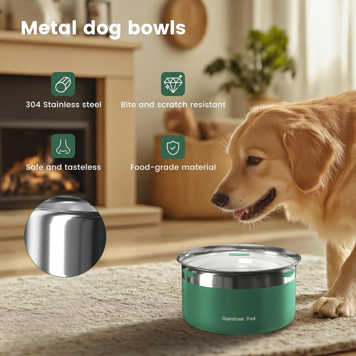 Gardner Pet Dog Bowls 1 Gallon (3.85L) Stainless Steel No Spill Dog Water Bowl, Slow Water Feeder Metal Bowls, Spill Proof Water Dispenser for Large Dogs, Promotes Healthy Hydration - Pet Explorer