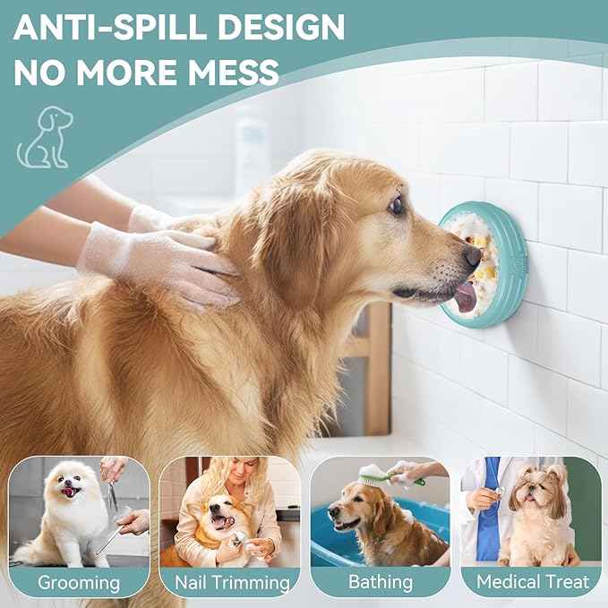 Dog Lick Bowl, Animire Freeze Lick Mat for Dogs, Non-Slip Slow Feeder Licking Bowl Enrichment Treat for Distraction Anxiety Relief, Food Grade Silicone, Dishwasher Safe(Teal,L)