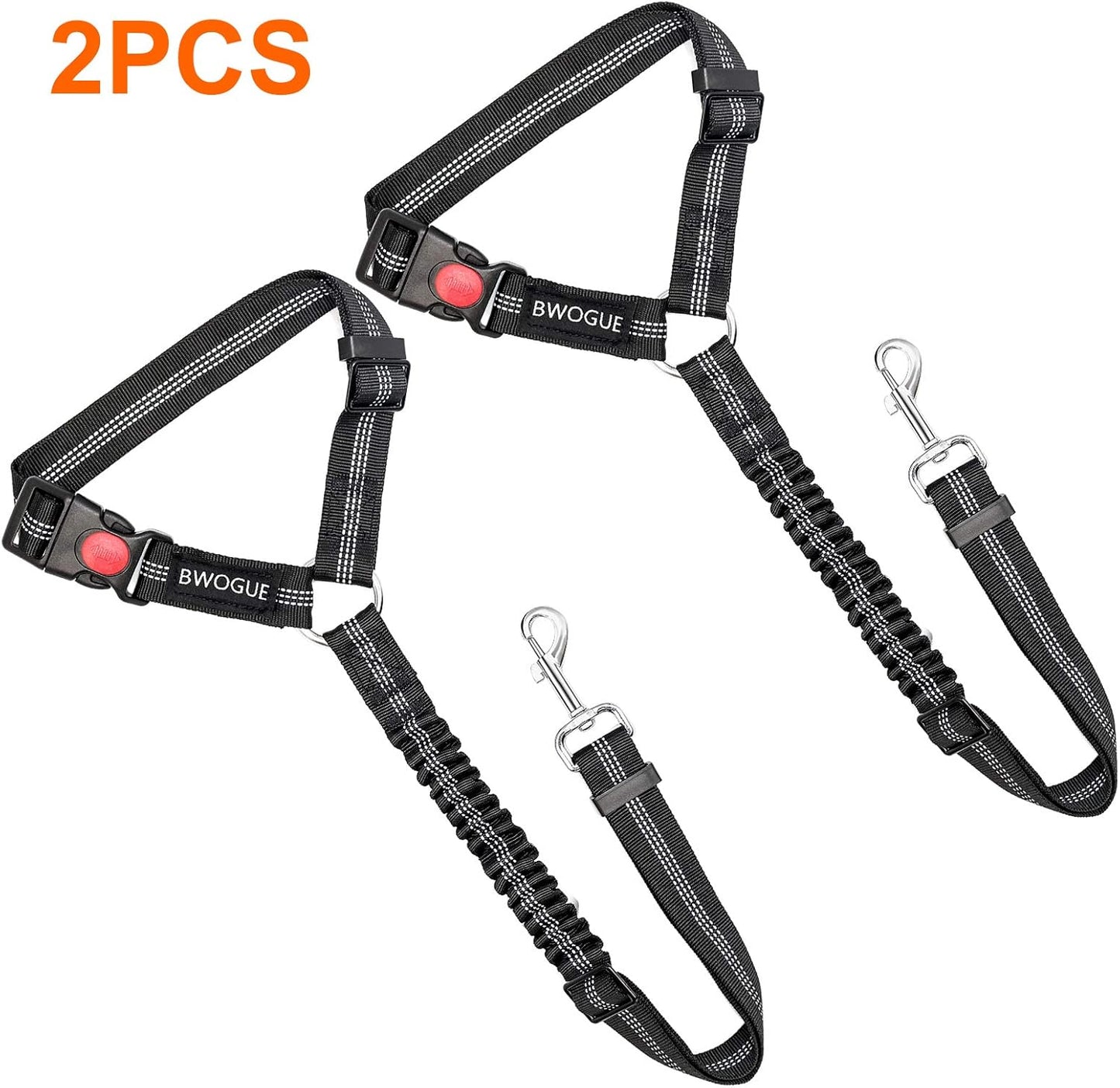 BWOGUE 2 Packs Dog Cat Safety Seat Belt Strap Car Headrest Restraint Adjustable Nylon Fabric Dog Restraints Vehicle Seatbelts Harness - Pet Explorer