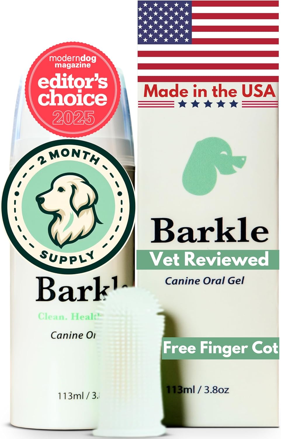 Barkle Vet Approved Dog Teeth Cleaning Toothpaste & Tooth Brushing Kit | Eliminate Plaque, Tartar & Bad Breath | Mint Dog Breath Freshener Gel | Puppy & Small Breed Safe | Free Finger Brush (60 Days) - Pet Explorer