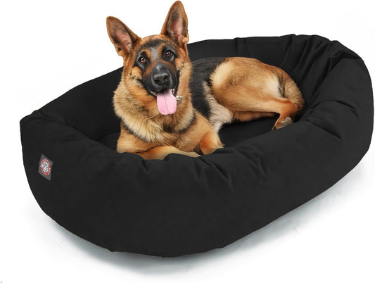 Majestic Pet 52 Inch Suede Calming Dog Bed Washable 52x35x11 (Inch) – Cozy Soft Round Donut Dog Bed with Spine Support for Dogs to Rest Their Head - Pet Bed X- Large – Black (2025) - Pet Explorer