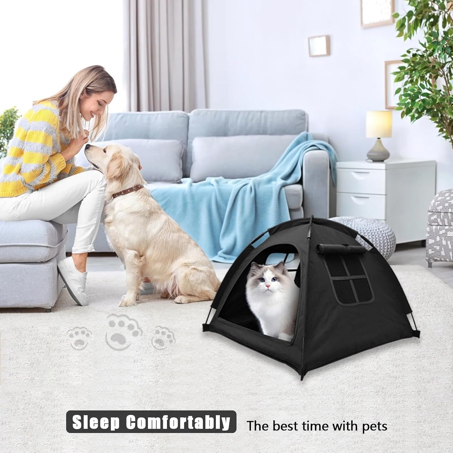Cat Tent House、Cat's Nest, Quick Assembly and disassembly, Portable Indoor/Outdoor pet Tent House for Cats, Puppies and Other Small Animals - Pet Explorer