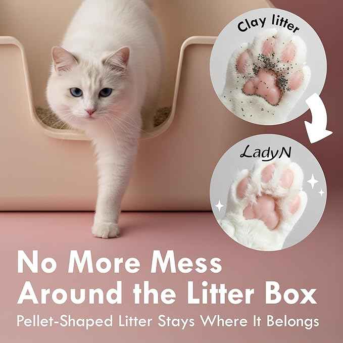 Lady N Pellet Tofu Cat Litter, Strong Clumping Ultra Absorbent, Dust-Free Low Tracking, Enviro-probiotic and Activated Carbon for Odor Control 9lb (1 Pack Unscented)