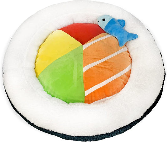TONBO Soft Plush Small Cute and Cozy Food Dog Cat Bed, Washer and Dryer Friendly (Sushi Roll) - Pet Explorer