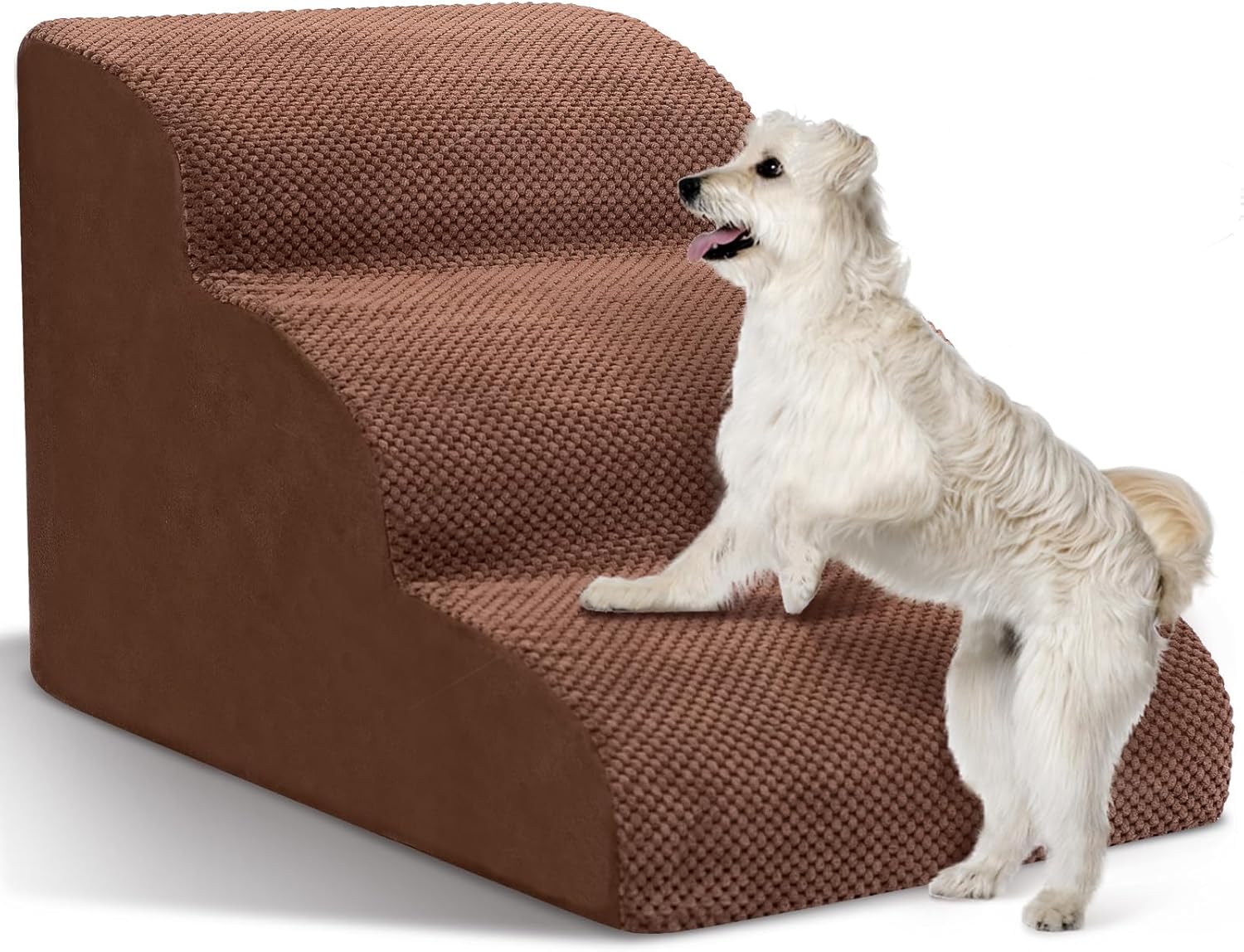 Dog Stairs for Small Dogs - High Density Foam Pet Steps, Extra Wide Dog Ramp with Non-Slip Bottom for High Beds, Couch and Sofa, Best for Dogs Injured, Older Doggy Cats - Pet Explorer