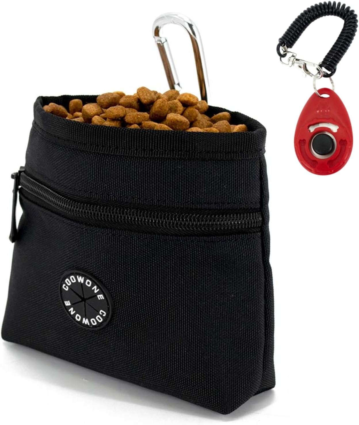 COOWONE Dog Treat Pouch with Pet Training Clicker, Detachable Dog Puppy Training Treat Bag, 900D Oxford Cloth Magnetic Closure Small Dog Poop Bag Holder for Travel or Outdoor Use - Pet Explorer
