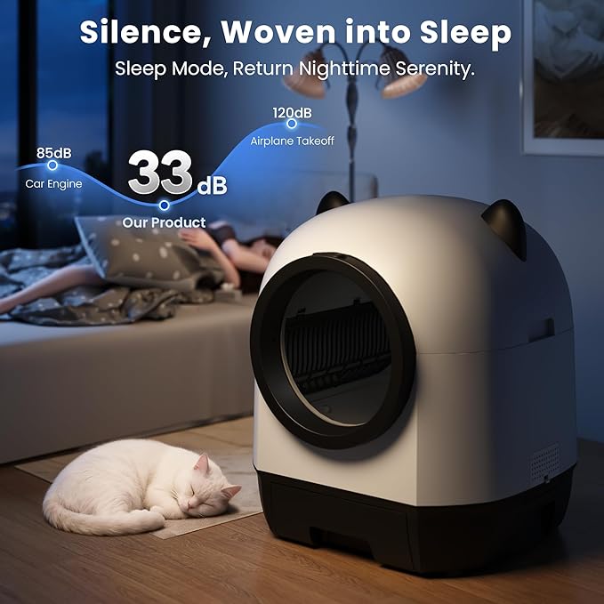 Realbear Automatic Cat Litter Box Self Cleaning Litter Box Large Capacity for Multiple Cats, App Control with Safety Sensors, Includes Scent Cartridge & 2 Roll Garbage Bags