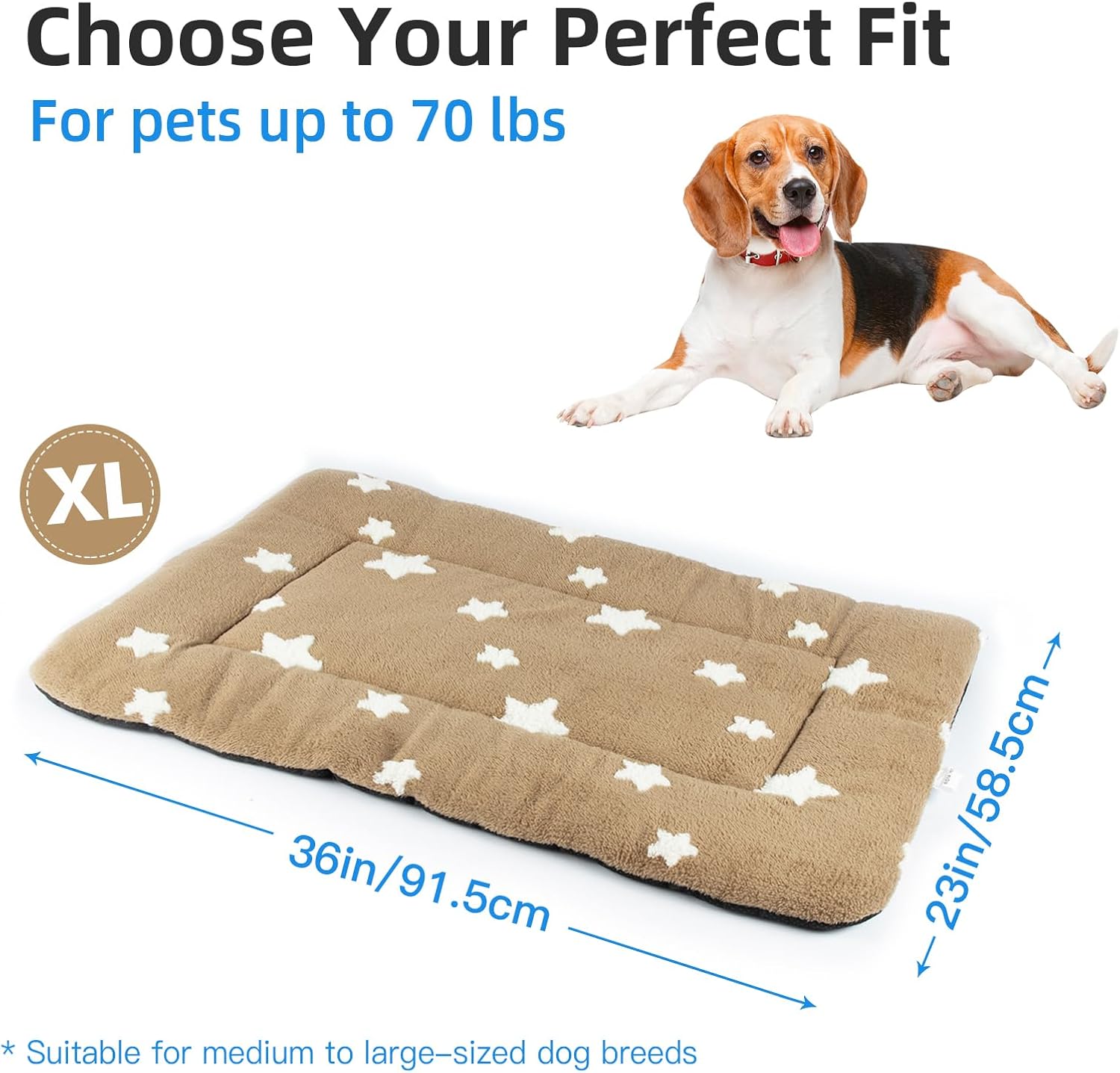 Mora Pets Dog Crate Pad Dog Kennel Bed Mat for Large Dogs Washable Cute Star Pet Bed for 36 inch Cage Ultra Soft Flat Puppy Cat Cushion for Cozy Sleeping Anti-Slip Brown 36 x 23 - Pet Explorer