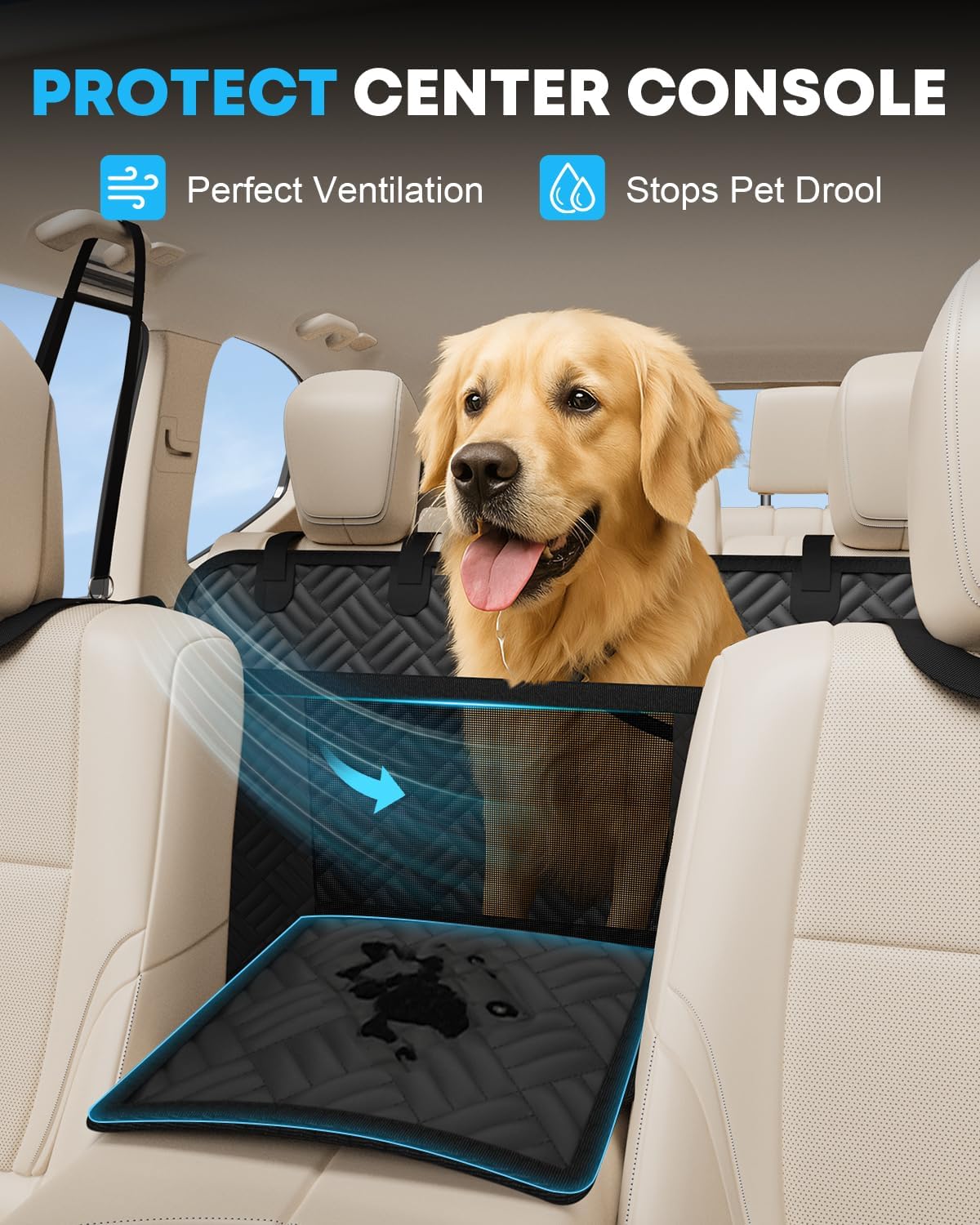 Kohree Dog Car Seat Cover for Back Seat Hard Bottom - Upgraded Reinforced PP Broads, Heavy Duty 900D Oxford Fabric, Nonslip Anti-Scratch Pet Car Seat Cover Dogs Extender Hammock for Car Truck SUV - Pet Explorer