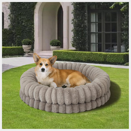 BALANCE Luxury Donut Dog Bed, 30 Inches Round Dog Bed Medium Size Dogs Washable, Orthopedic Calming Dogs Bed for Pets with Anti-Slip Bottom, Oatmeal - Pet Explorer