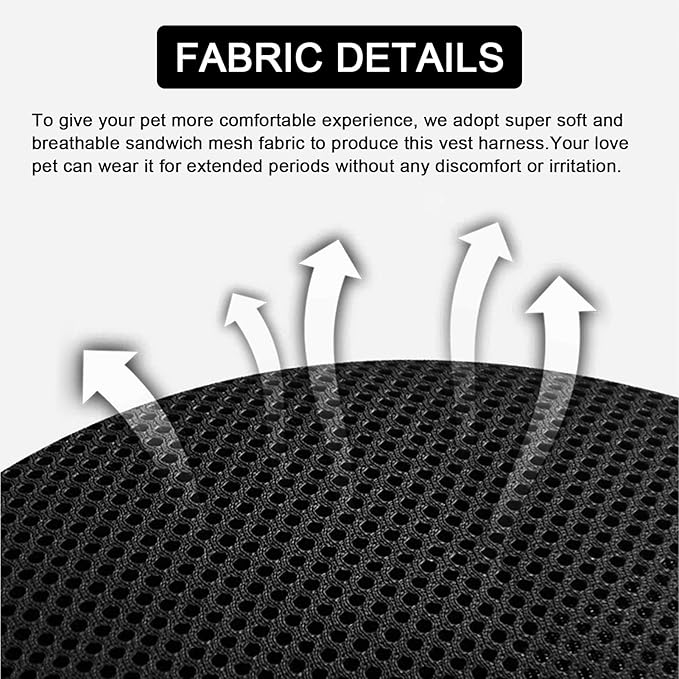Cat Harness and Leash Set: Upgraded Escape Proof Vest with Lead for Large Cat Small Dog Puppy Walking, Soft Jacket Reflective Strips, Black (XL)