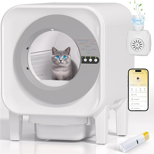 2025 Automatic Litter Box Self Cleaning,Self Cleaning Cat Litter Box for Multiple Cats,App Control Dynamic Monitoring,75L Large Space Dual Sensor Safety Protection, 3-30lbs Cats, 2 Roll Bag