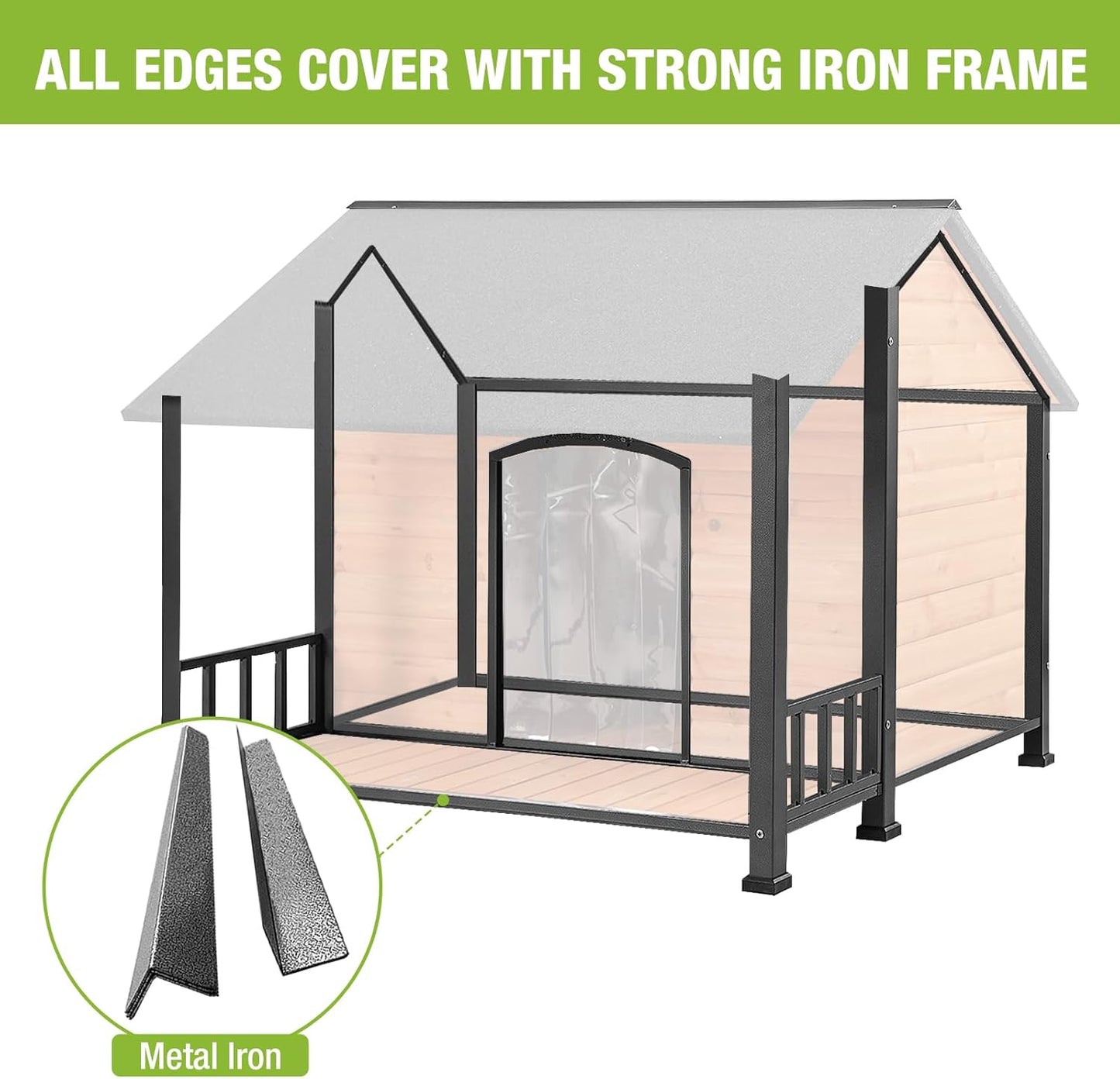 Gutinneen Large Dog House Outdoor Dog Kennel with All-Around Iron Frame Dog Cage Perfect for Small & Medium & Large Dogs,Roomy - Pet Explorer