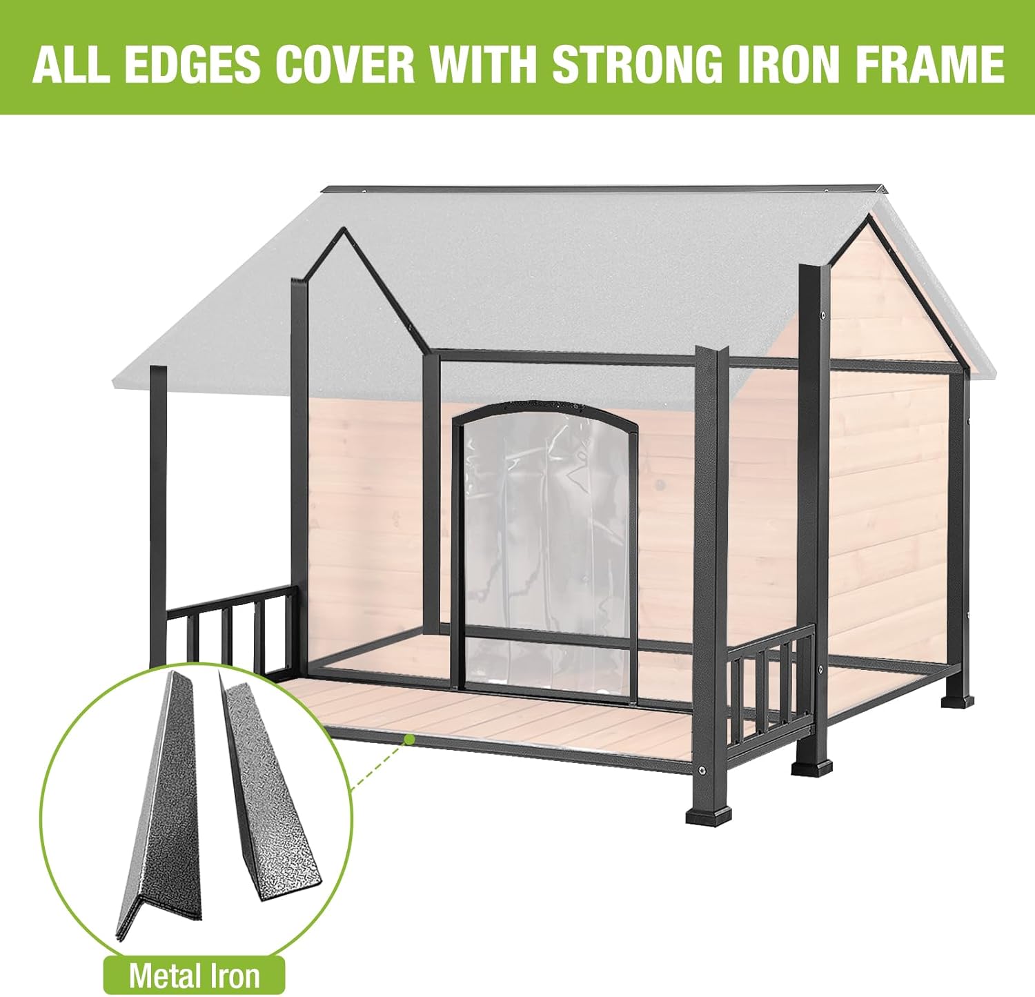 Gutinneen Large Dog House Outdoor Dog Kennel with All-Around Iron Frame Dog Cage Perfect for Small & Medium & Large Dogs,Roomy - Pet Explorer