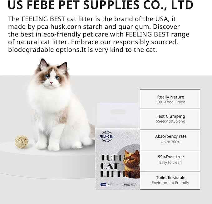 Tofu Cat Litter 22.4LB(5.6LB*4 Bags) Fast Clumping, Dust-Free,100% Natural Raw Materials, Clumping,Flushable,Ultra Absorbent and Fast Drying,Solubility in Water,Really,Less Scattering