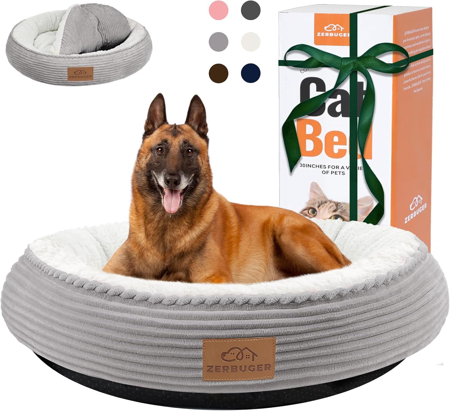 30in Dog Bed Sofa for Small/Medium/Large Dogs, Machine Washable Supportive Foam Pet Couch with Washable Removable Mat and Non-Slip Bottom, Pet Cuddler for Indoor/Outdoor/Car/Cage, Light Grey - Pet Explorer