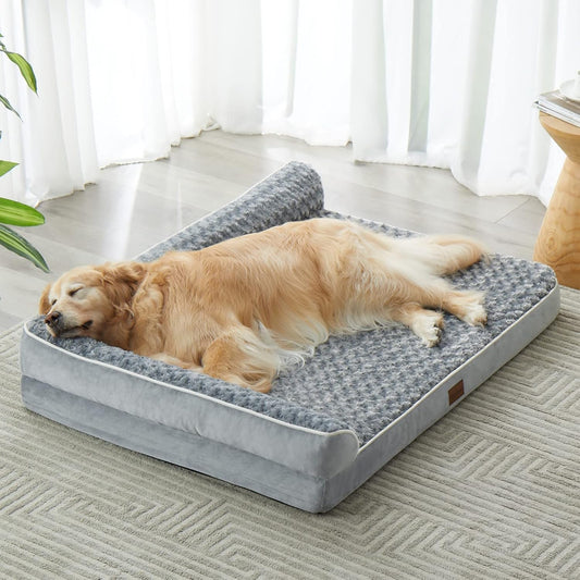 BFPETHOME Orthopedic Dog Bed for Extra Large Dogs-Big Waterproof Sofa Dog Bed with Removable Washable Cover, Large Pet Bed with Waterproof Lining and Nonskid Bottom,Pet Bed for Large Dogs, Grey