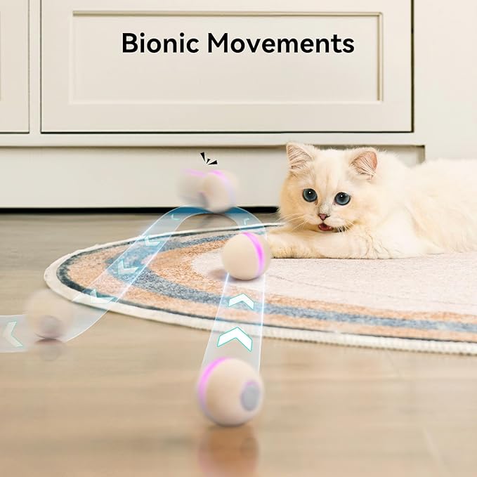 Cheerble Interactive Cat Ball Toy, Wicked Ball M3, Automatic Interactive Cat Toys for Indoor Cats with 3 Modes, Rechargeable Cat Enrichment Toys for Small/Medium/Large Cats to Keep Them Busy