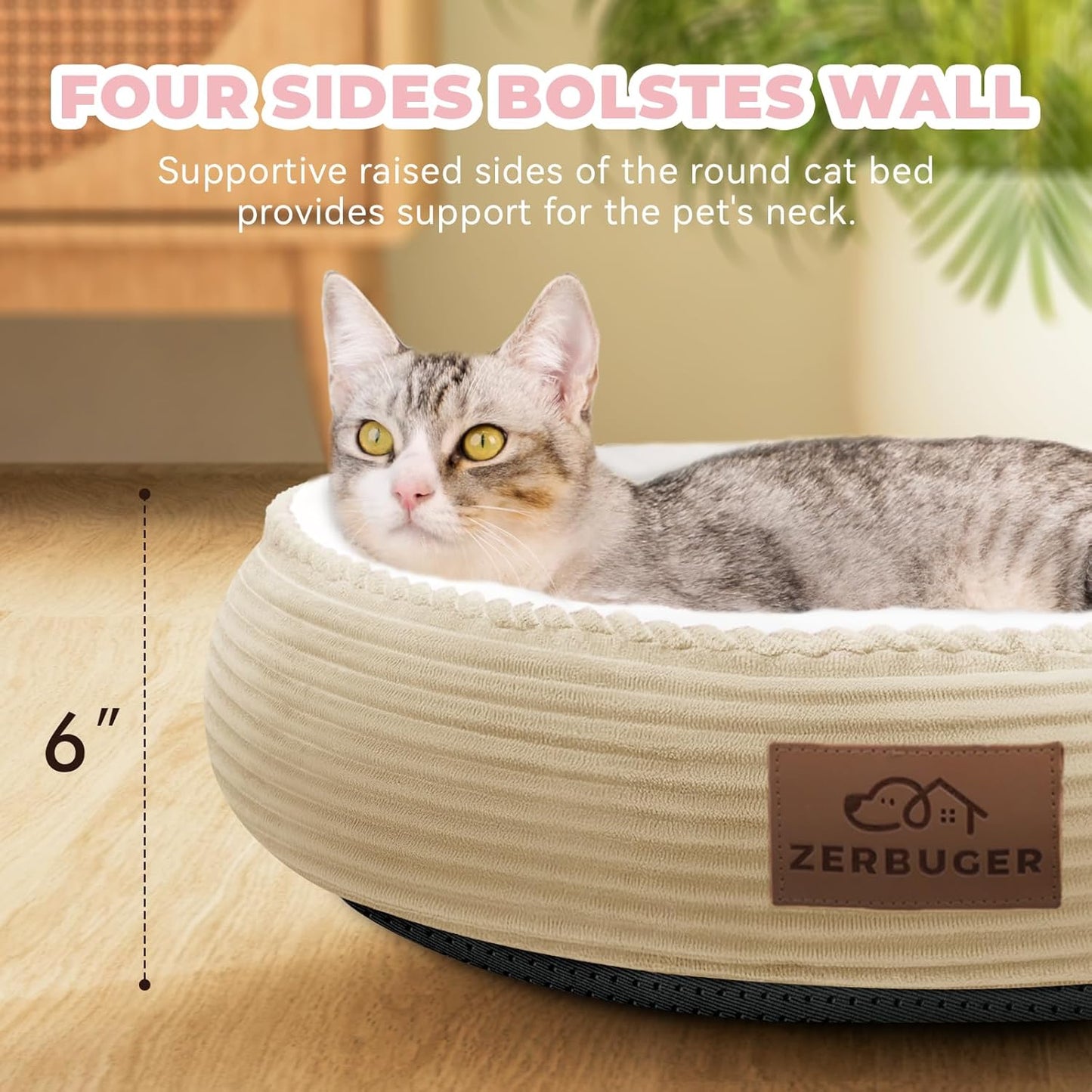 20in Camel Round Cat Dog Bed Gift for Large Medium Small Dogs Cats, Machine Washable Sleeping Sofa, Non-Slip Bottom Breathable Soft Calming Pet Cuddler for Indoor/Outdoor/Car/Cage - Pet Explorer